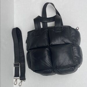 Puffer Quilted Tote Bag - Black